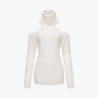 Twist Knit Strapless Lace-up Slim-fit Turtleneck Dress