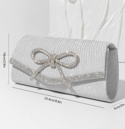 Bow Evening Bag Sparkly Clutch Purses For Women Wedding Glitter Rhinestone Party Prom Purse Dressy Clutch Bags