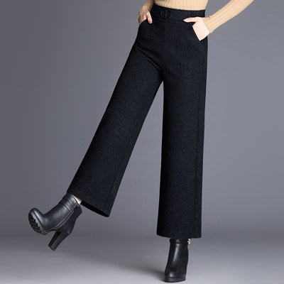 Women's woolen wide-leg pants