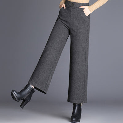 Women's woolen wide-leg pants