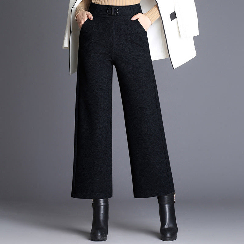 Women's woolen wide-leg pants