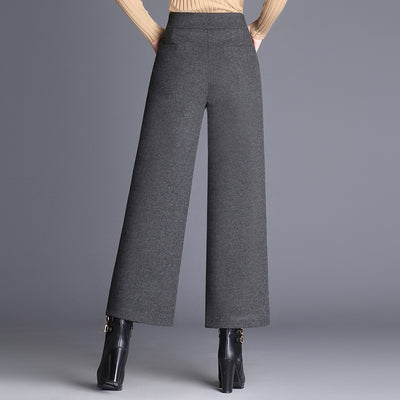 Women's woolen wide-leg pants