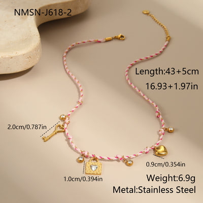 Niche Handmade Color Braided Rope Titanium Steel Necklace Design Bracelet
