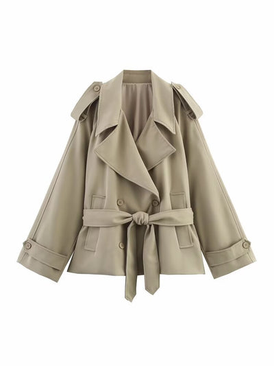 Loose Casual Long Sleeves Short Women's Windbreaker Coat