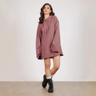 Pure Color Split Dress Baggy Fashion Top