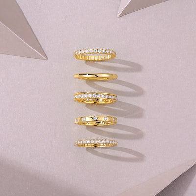 Golden Stars - Fashionable Men's And Women's Ring And Ring Jewelry Set With Moissanite S925 Sterling Silver And Gold-plated Diamond