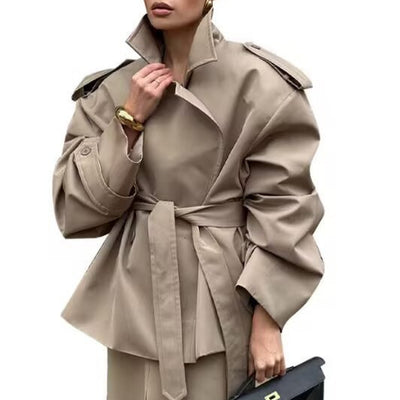Loose Casual Long Sleeves Short Women's Windbreaker Coat
