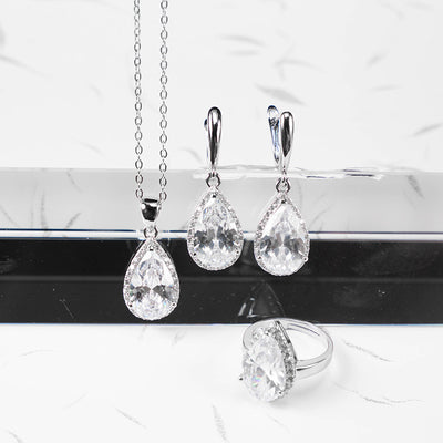 Drop-shaped Zircon Non-fading Ornament Three-piece Set