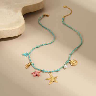 Niche Handmade Color Braided Rope Titanium Steel Necklace Design Bracelet