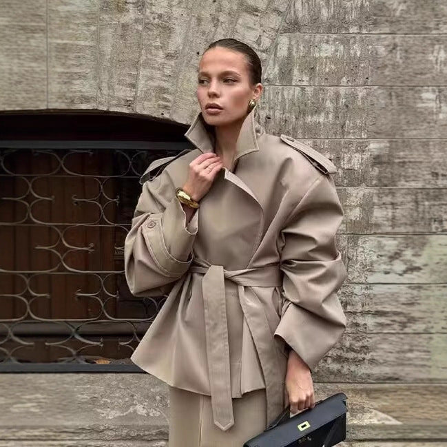 Loose Casual Long Sleeves Short Women's Windbreaker Coat