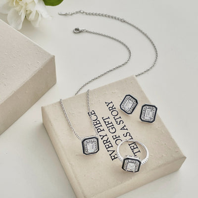 S925 Sterling Silver Ring Necklace And Earring Suit