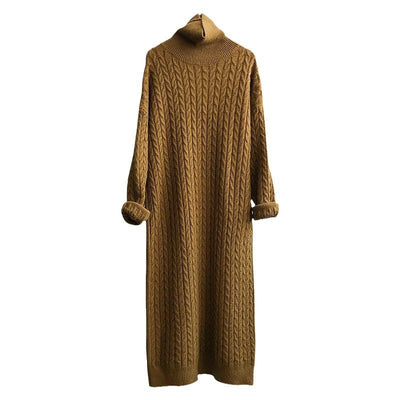 Idle Style Turtleneck Long Twist Knitted Dress