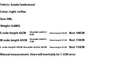 Women's Lapel Loose Short Suede Contrast Color Pocket Side Zipper Lamb Wool Long Sleeve Coat