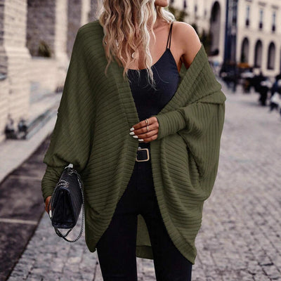 Solid Color And V-neck Loose Knitted Sweater