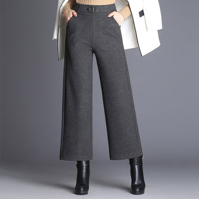 Women's woolen wide-leg pants