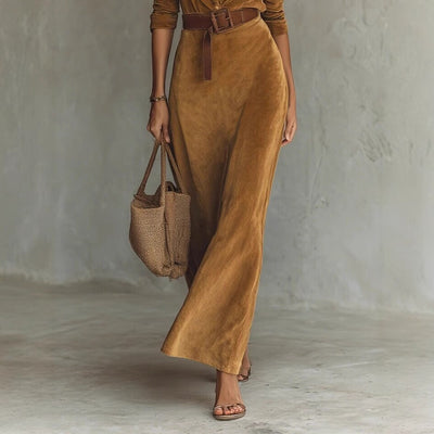 New Waist-tight Long Women's Dress With Belt