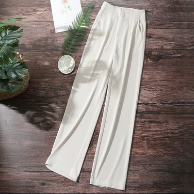 Women's Wide Leg Pants High Waist Drape Straight Casual Mopping Chiffon Suit Pants