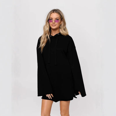 Pure Color Split Dress Baggy Fashion Top