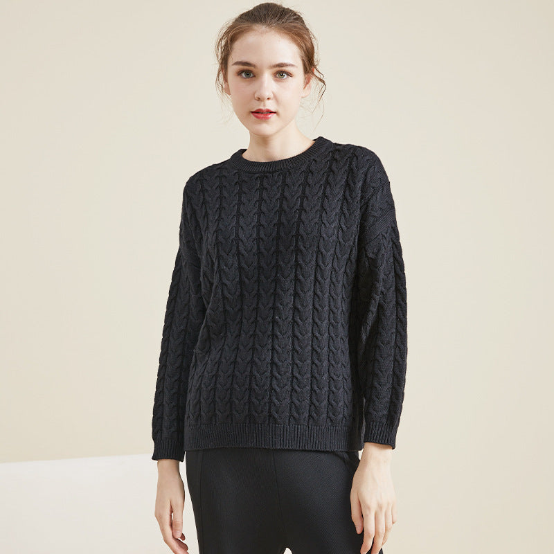 Cable-knit Sweater Warm Thickened Pullover For Women