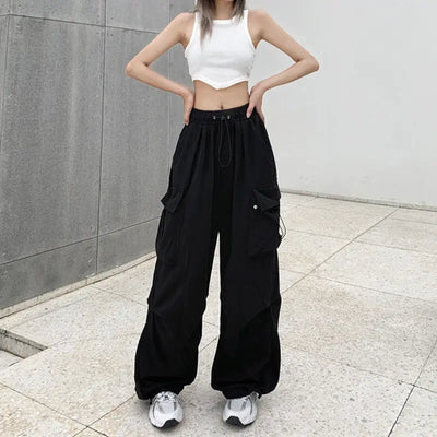 2024 Women Casual Joggers Tech Pants Solid Low Waist Pants Drawstring