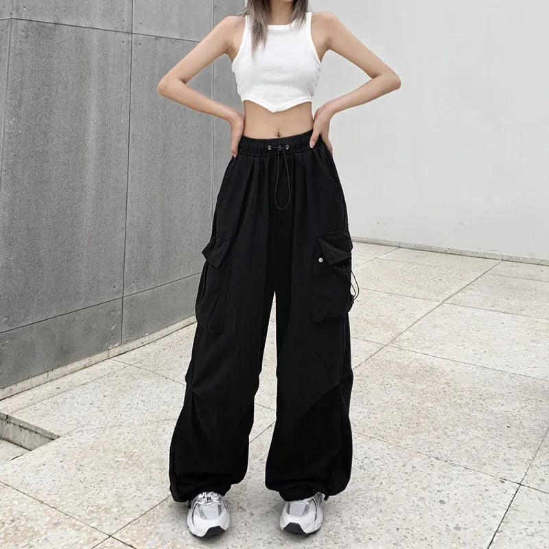 2024 Women Casual Joggers Tech Pants Solid Low Waist Pants Drawstring