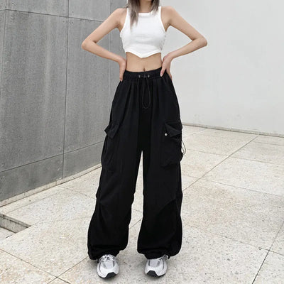 2024 Women Casual Joggers Tech Pants Solid Low Waist Pants Drawstring