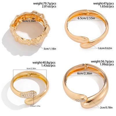 Ingemark Hip Hop Inlaid Rhinestones Water Drop Spring Bangle for Women