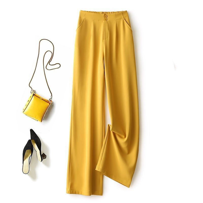 Women's Wide Leg Pants High Waist Drape Straight Casual Mopping Chiffon Suit Pants