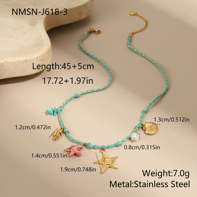 Niche Handmade Color Braided Rope Titanium Steel Necklace Design Bracelet