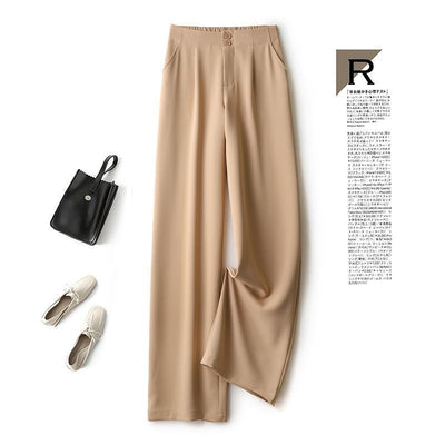 Women's Wide Leg Pants High Waist Drape Straight Casual Mopping Chiffon Suit Pants