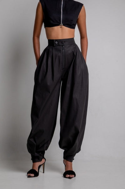 High Waist Zipper Ankle-tied Jeans Loose