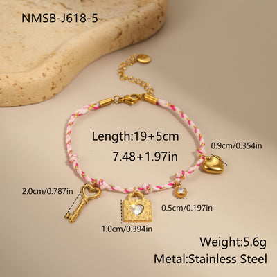 Niche Handmade Color Braided Rope Titanium Steel Necklace Design Bracelet