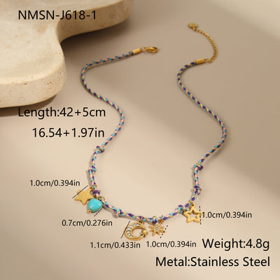 Niche Handmade Color Braided Rope Titanium Steel Necklace Design Bracelet