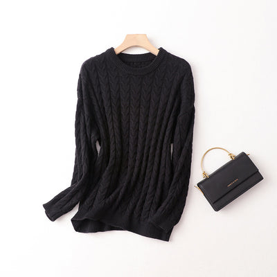 Cable-knit Sweater Warm Thickened Pullover For Women