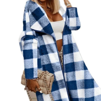 New Fashion Plaid Wool Coat Mid-length