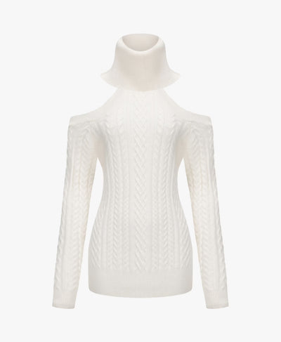 Twist Knit Strapless Lace-up Slim-fit Turtleneck Dress