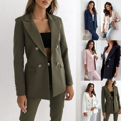 Double Breasted Solid Color Fashion Coat
