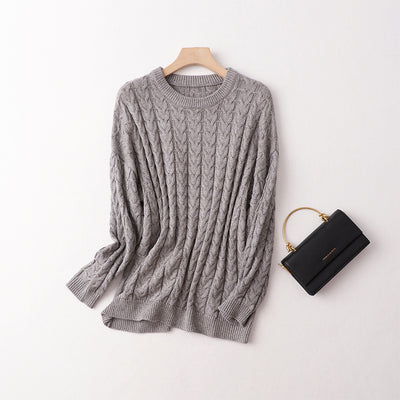 Cable-knit Sweater Warm Thickened Pullover For Women