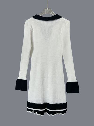 Women's Long-sleeved Ruffled Knitted Dress