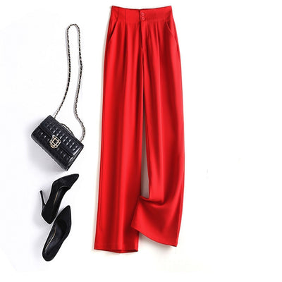 Women's Wide Leg Pants High Waist Drape Straight Casual Mopping Chiffon Suit Pants