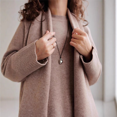 Women's Knitted Sweater And Wide Leg Pants Suit With Same Color Scarf