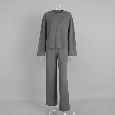 Women's Zipper Jacket And Trousers Casual Suit