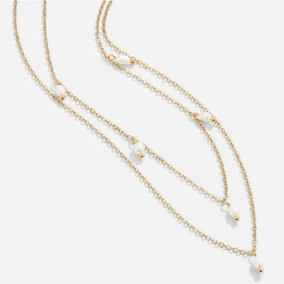 Women's 18K Gold-plated Natural Pearl Double-layer Twin Necklace