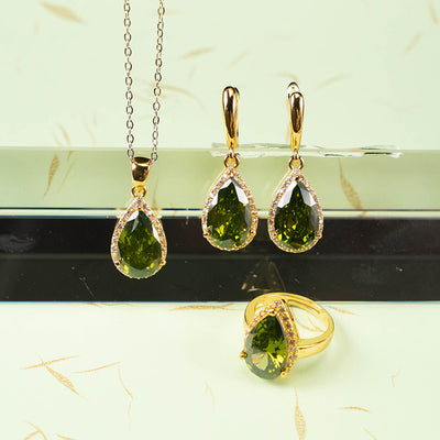 Drop-shaped Zircon Non-fading Ornament Three-piece Set